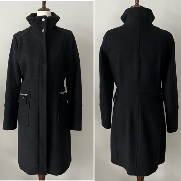 H&M Wool Funnel Neck Mid-Length Fitted Classic Coat with Silver Hardware - Picture 1 of 10